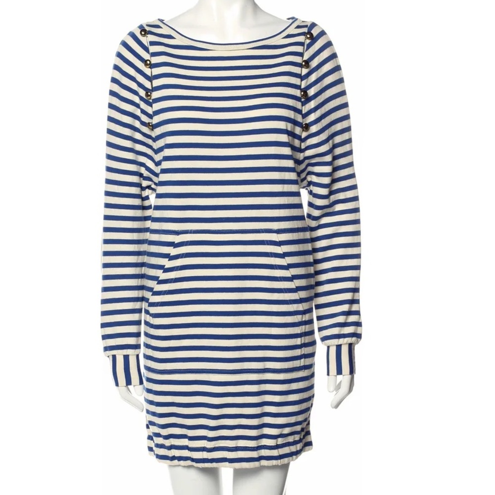 Marc by Marc Jacobs Bateau neck striped sweatshirt Dress‎ button accent